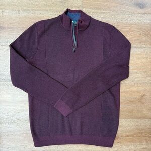 Ted Baker Men's Maroon Zip-Up Sweater